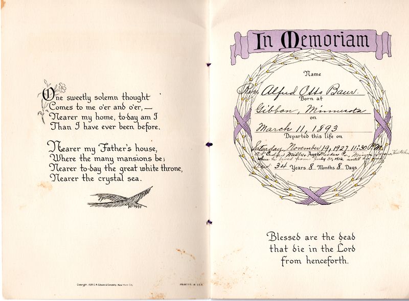 1927 - Alfred Baur Funeral Book prepared by Clara Hinderer Baur for son Ralph (1).jpg