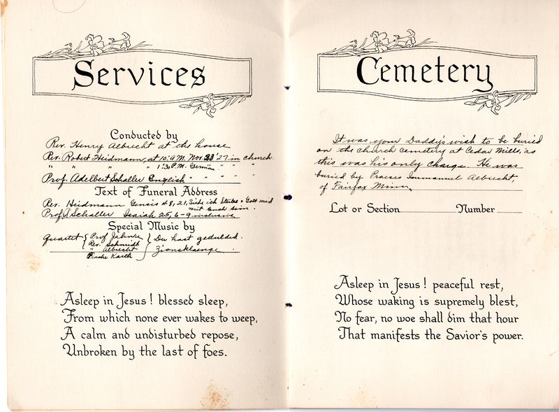 1927 - Alfred Baur Funeral Book prepared by Clara Hinderer Baur for son Ralph (2).jpg